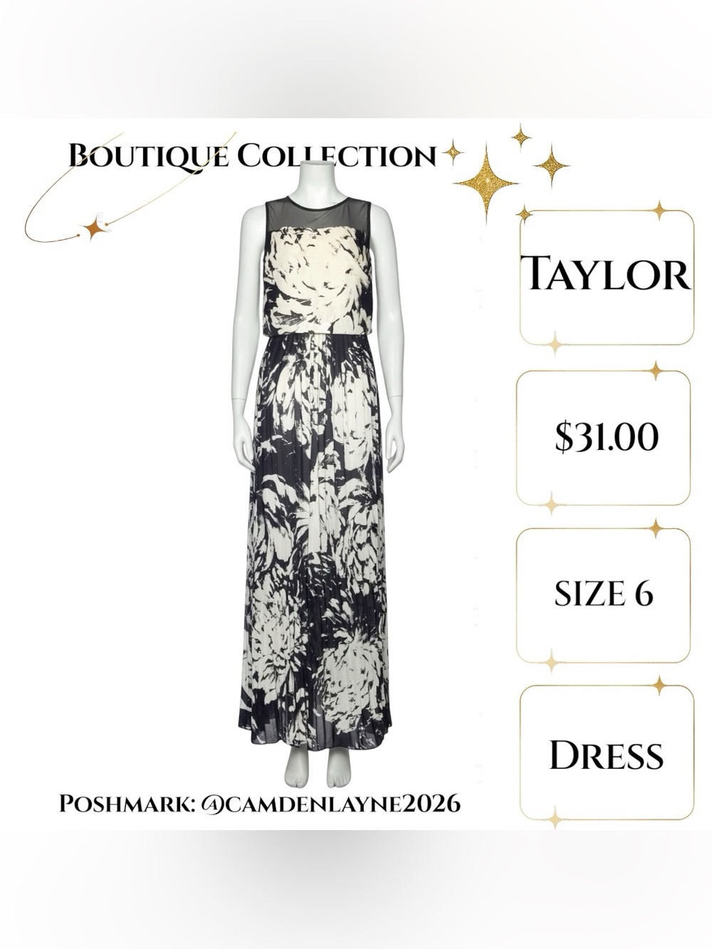 Sleeveless Navy and White Floral Maxi Dress - Picture 4 of 8